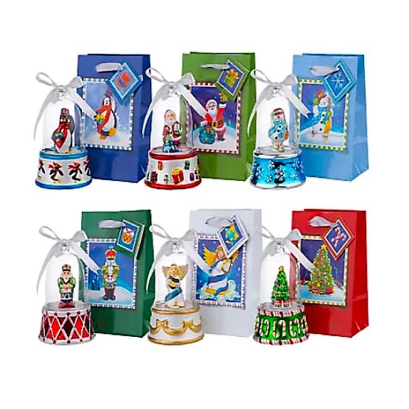 MR. CHRISTMAS VINTAGE SET OF 6 MUSICAL HAND PAINTED DOME BELL ORNAMENTS QVC NWT - Picture 1 of 13